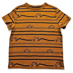 Rumi+Ryder Mustard and Navy Short Sleeve Tee with Playful Stripes